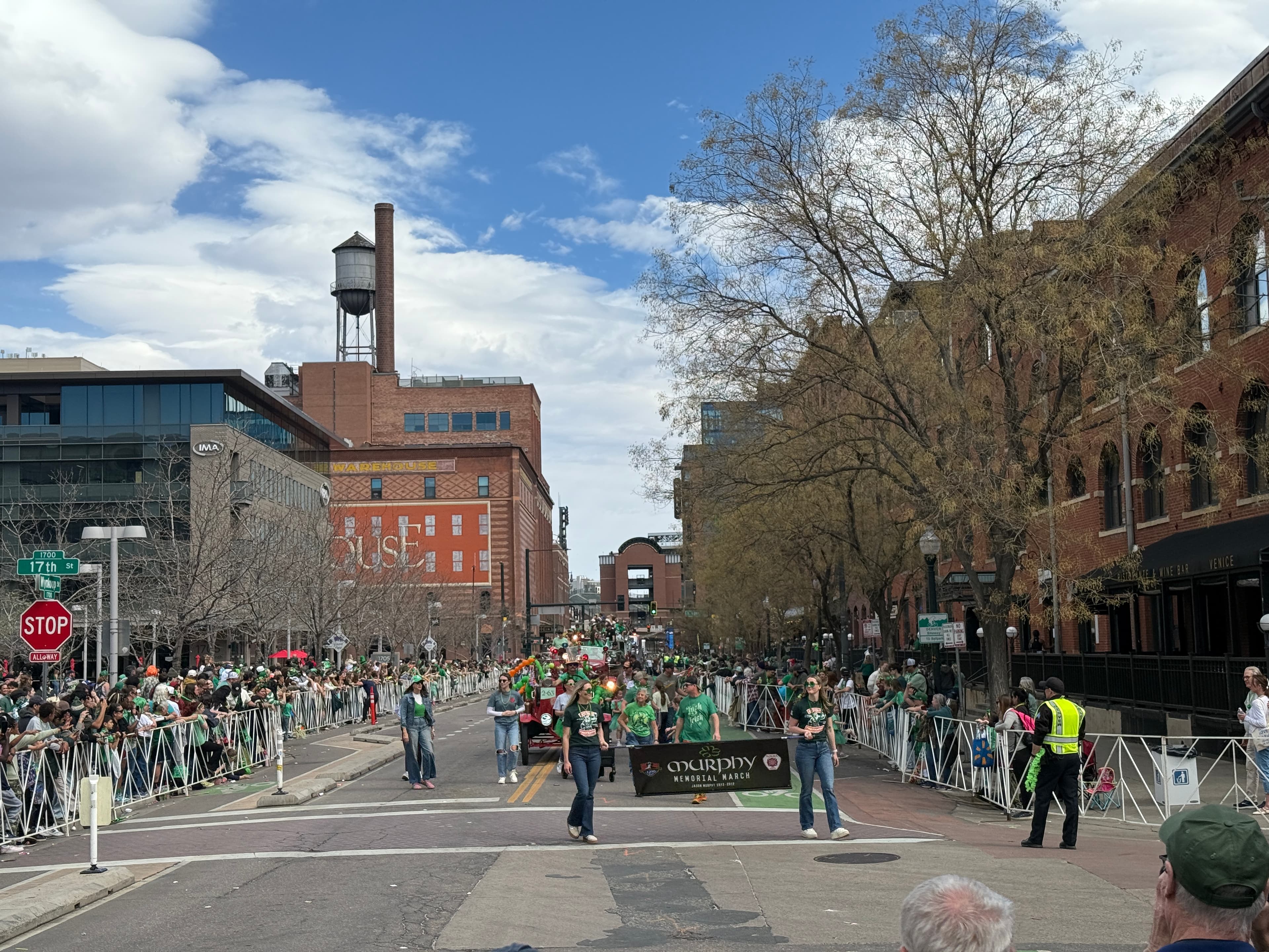 Wide shot of the Denver St. Patrick's Day parade