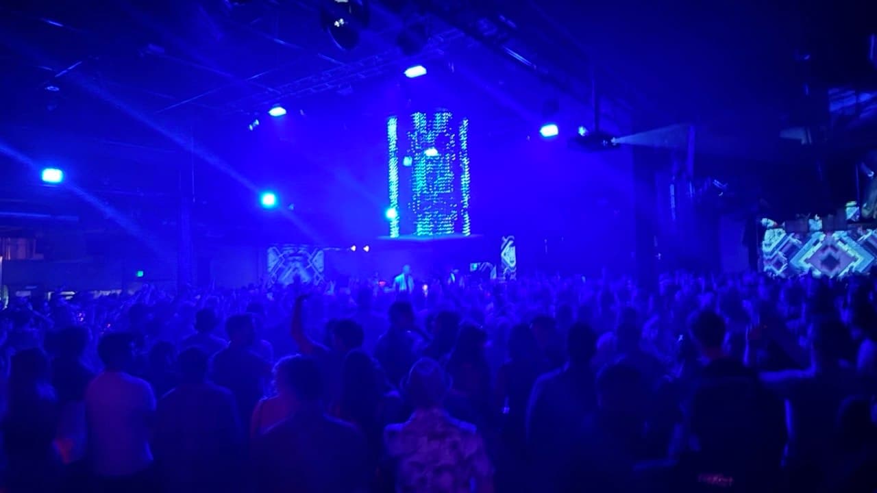 Blue stage lighting during the set