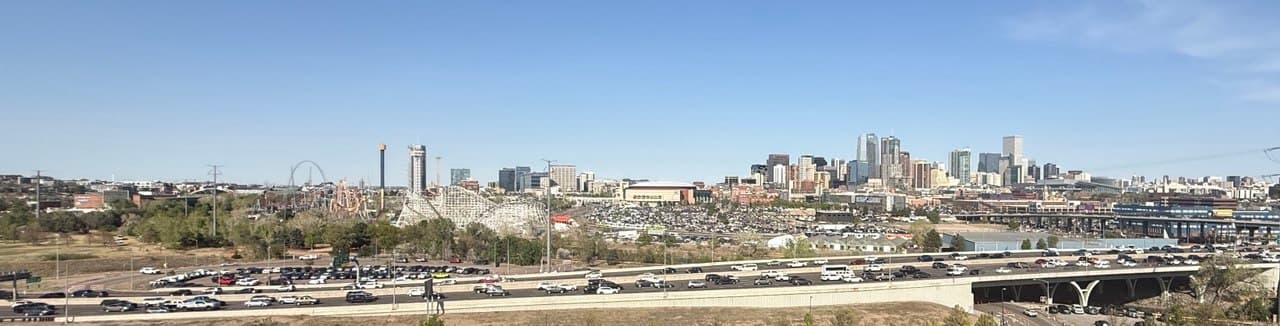 Wide view of downtown Denver from Mile High