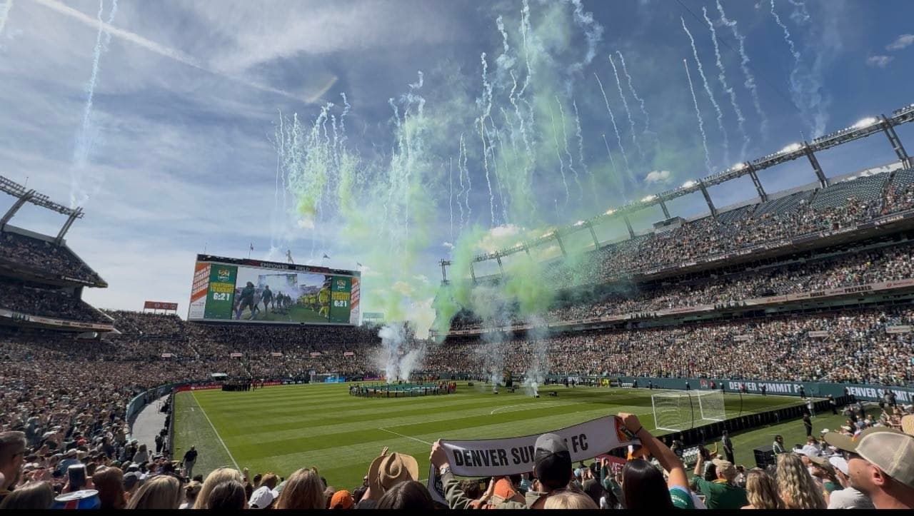 Fireworks over the Summit FC rally at Larimer Square