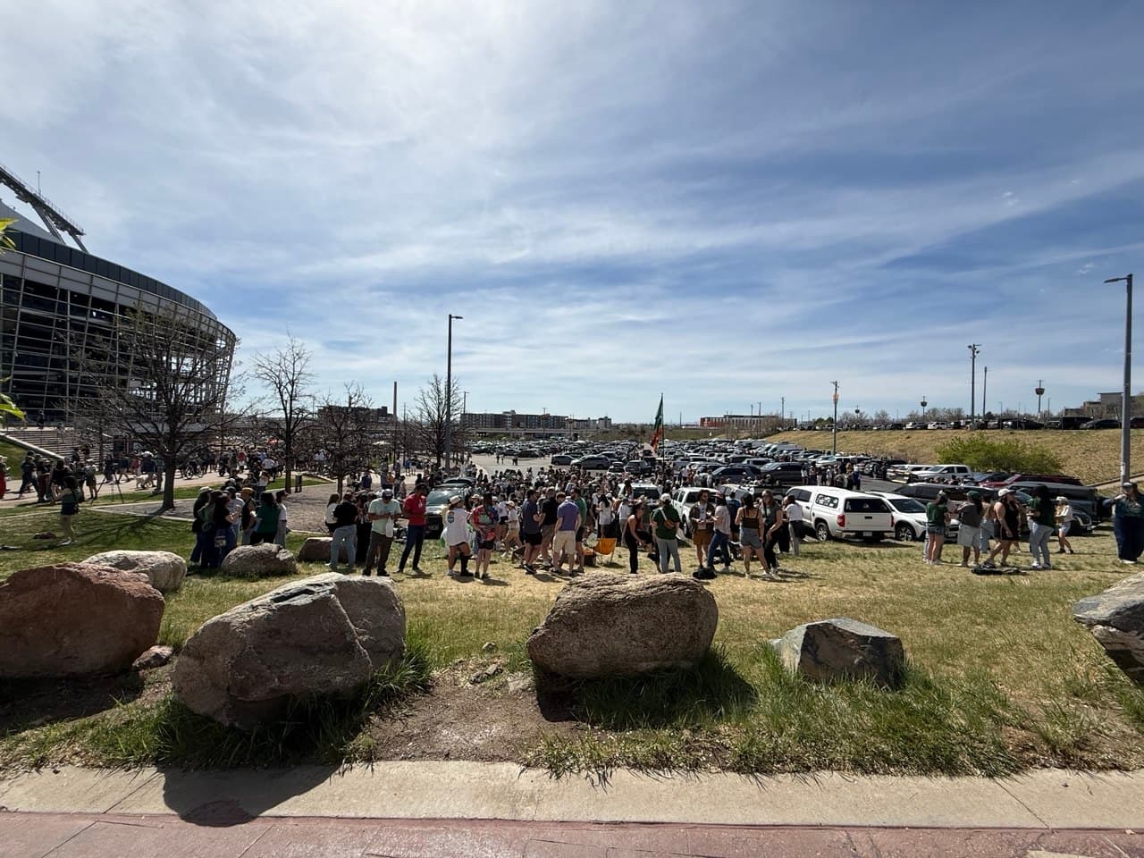 Tailgate scene outside the inaugural match