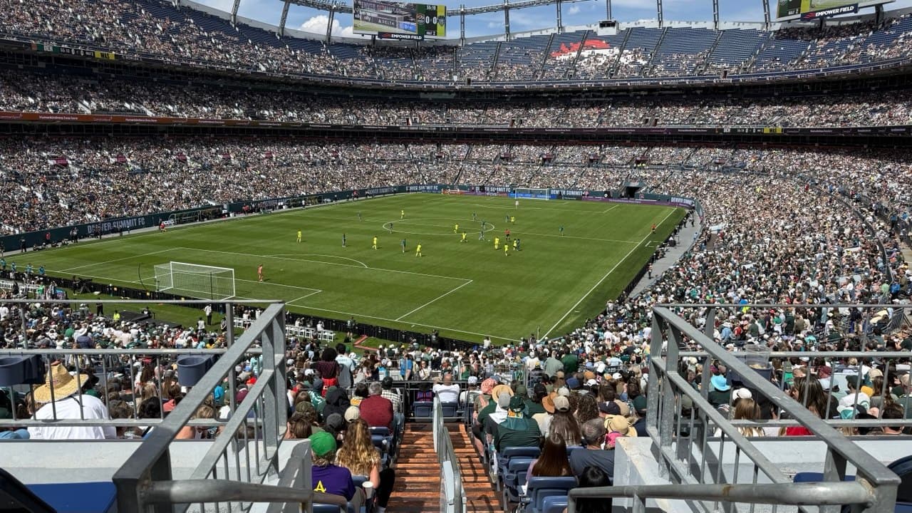 Wide shot of the Summit stadium exterior