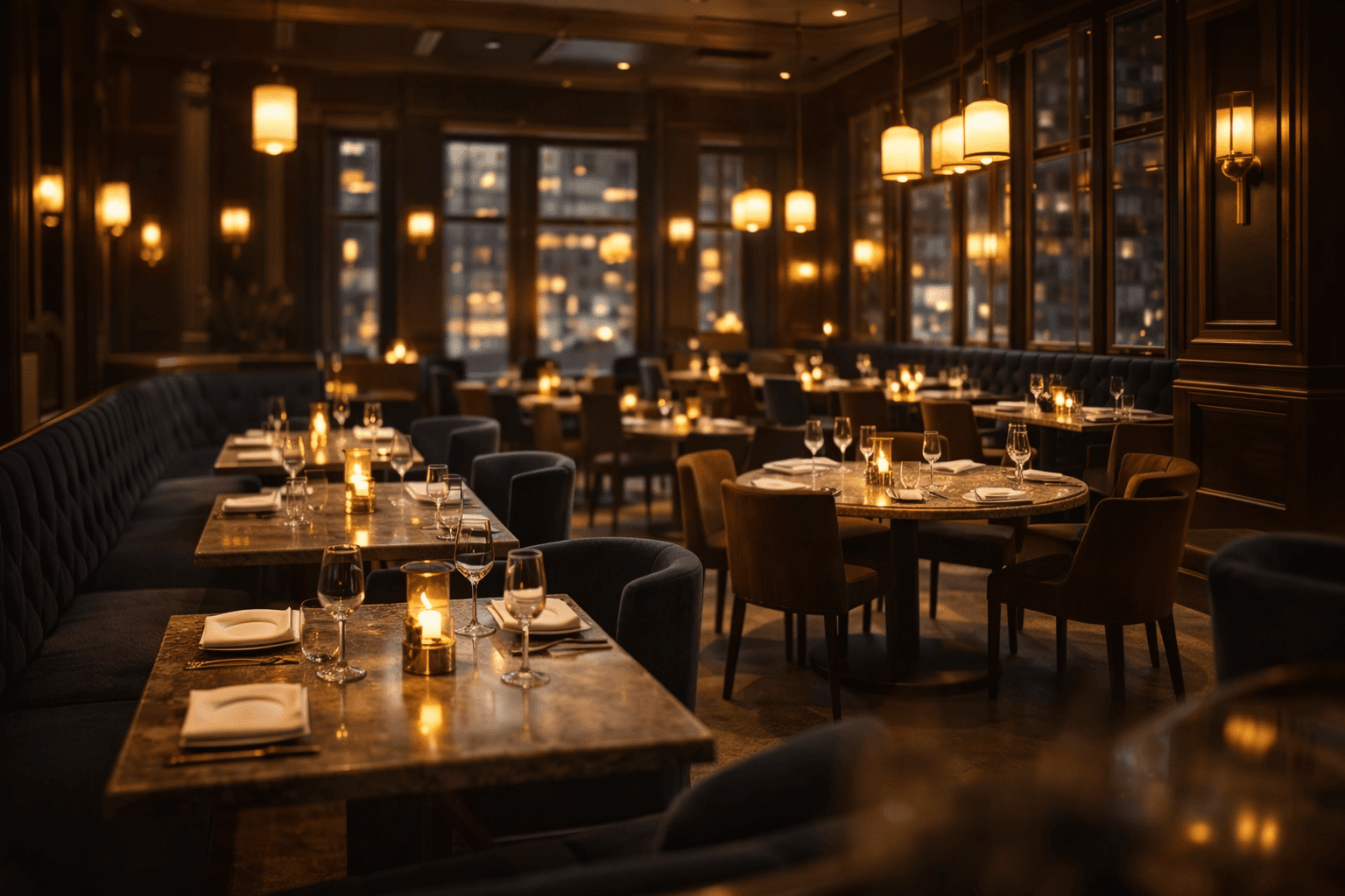 Restaurant service area and bar.